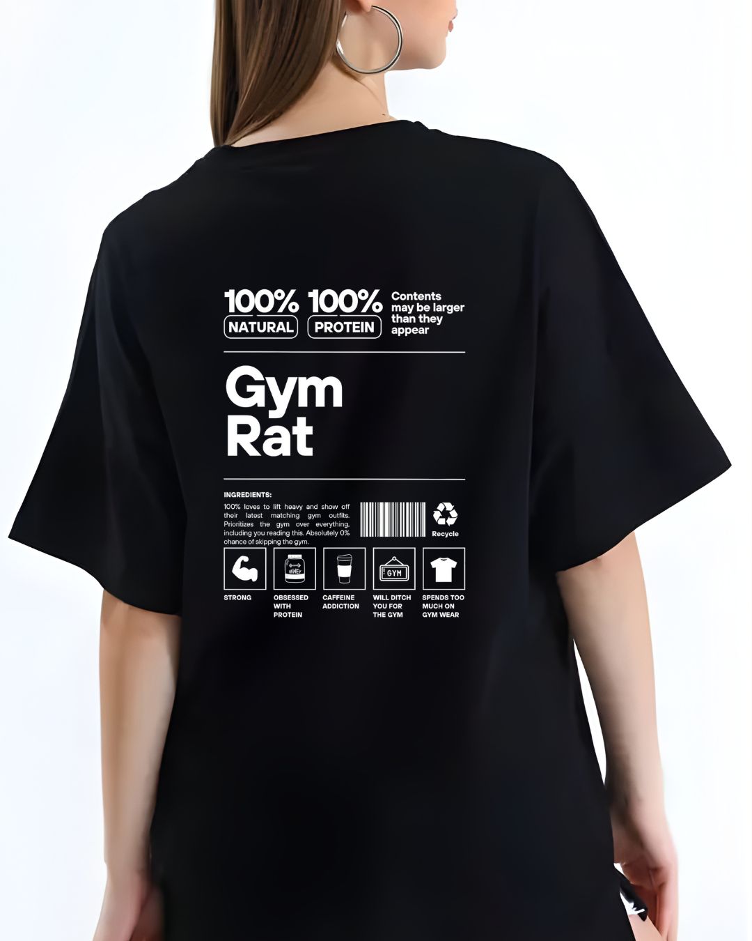 "100% GYM RAT" OVERSIZE SHIRT