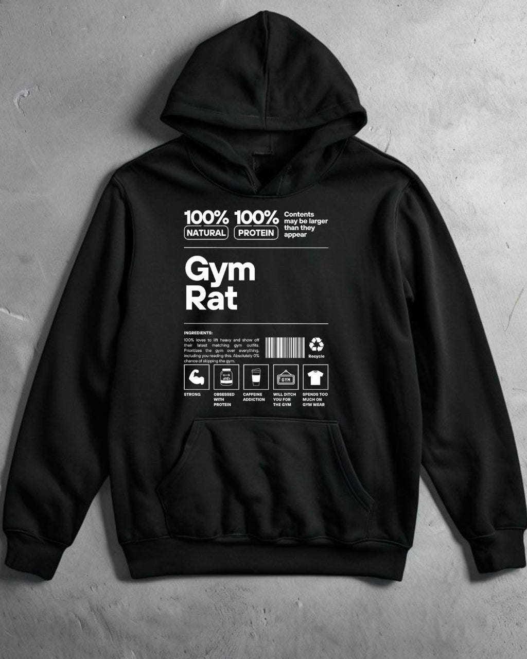 "100%GYM RAT " HOODIE
